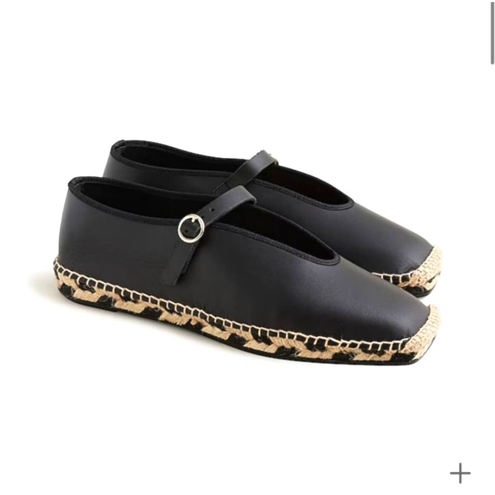 J crew Made-in-Spain Mary Jane espadrilles in leather